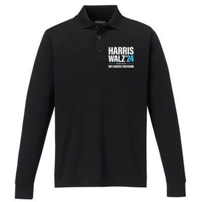 Harris Walz 2024 Kamala Harris Tim Walz President 24 Performance Long Sleeve Polo