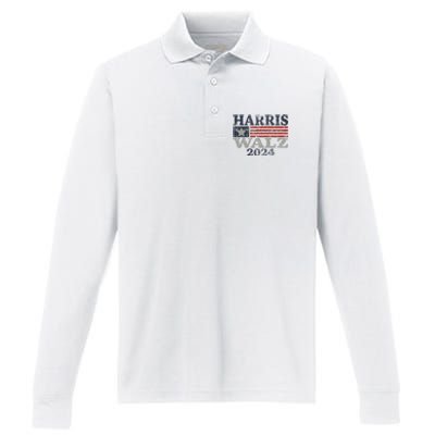 Harris Waltz 2024 Election Kamala Harris Tim Waltz 2024 Performance Long Sleeve Polo