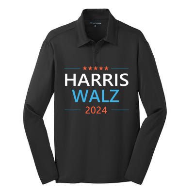 Harris Walz 2024 For President Patriotic Kamala Waltz 2024 Silk Touch Performance Long Sleeve Polo