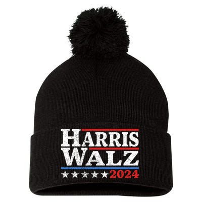 Harris Walz 2024 Election Kamala Harris Tim Waltz 2024 Pro Kamala Pom Pom 12in Knit Beanie