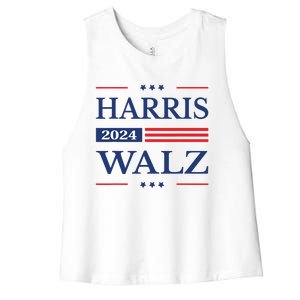 Harris Walz 2024 Kamala Harris 2024 Tim Walz 2024 Usa Flag Women's Racerback Cropped Tank