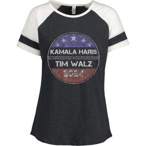 Harris Walz 2024 For President Patriotic Kamala Waltz 2024 Enza Ladies Jersey Colorblock Tee