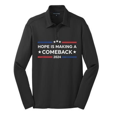 Harris Walz 2024 Hope Is Making A Comeback Silk Touch Performance Long Sleeve Polo