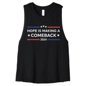 Harris Walz 2024 Hope Is Making A Comeback Women's Racerback Cropped Tank