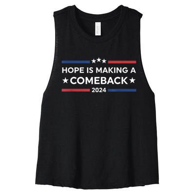 Harris Walz 2024 Hope Is Making A Comeback Women's Racerback Cropped Tank