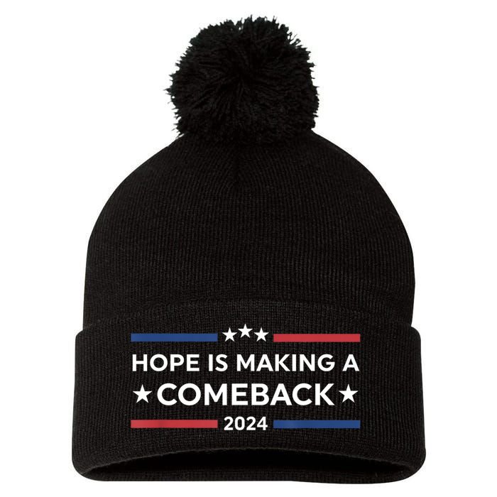 Harris Walz 2024 Hope Is Making A Comeback Pom Pom 12in Knit Beanie