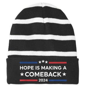 Harris Walz 2024 Hope Is Making A Comeback Striped Beanie with Solid Band