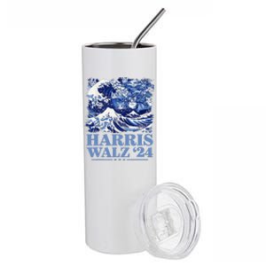 Harris Waltz 2024 Cute Wave Of Blue Cats For Kamala Harris Gift Stainless Steel Tumbler