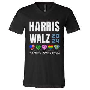 Harris Walz 2024 Not Going Back Rights Lgbtq Vote V-Neck T-Shirt