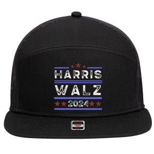 Harris Walz 2024 Harris For President Vote For Kamala 7 Panel Mesh Trucker Snapback Hat