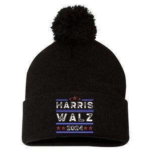 Harris Walz 2024 Harris For President Vote For Kamala Pom Pom 12in Knit Beanie