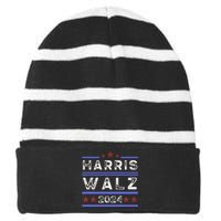 Harris Walz 2024 Harris For President Vote For Kamala Striped Beanie with Solid Band