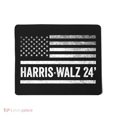 Harris Walz 2024 Election Kamala Tim Waltz American Flag Mousepad