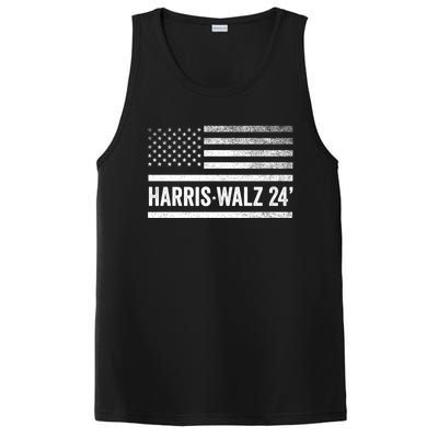 Harris Walz 2024 Election Kamala Tim Waltz American Flag PosiCharge Competitor Tank