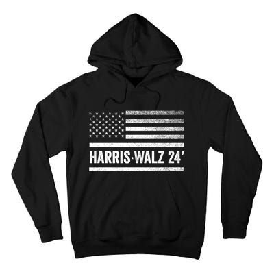 Harris Walz 2024 Election Kamala Tim Waltz American Flag Tall Hoodie