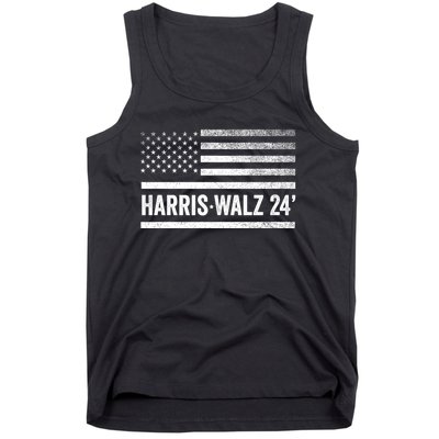 Harris Walz 2024 Election Kamala Tim Waltz American Flag Tank Top