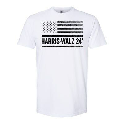 Harris Walz 2024 Election Kamala Tim Waltz American Flag Softstyle CVC T-Shirt