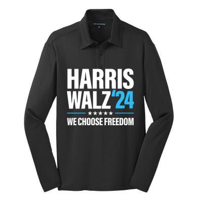 Harris Walz 2024 Kamala Harris Tim Walz President 24 Silk Touch Performance Long Sleeve Polo