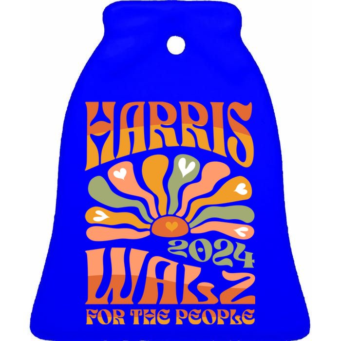 Harris Walz 2024 Election President Kamala Harris Tim Waltz Gift Ceramic Bell Ornament