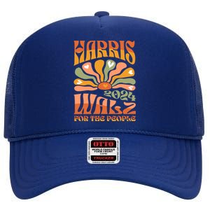 Harris Walz 2024 Election President Kamala Harris Tim Waltz Gift High Crown Mesh Back Trucker Hat