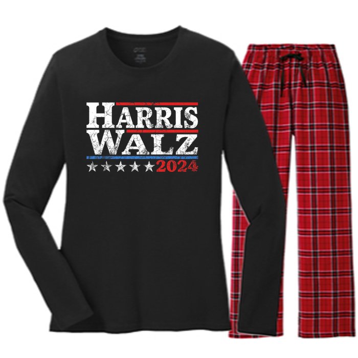 Harris Waltz 2024 Election Kamala Harris Tim Waltz 2024 Women's Long Sleeve Flannel Pajama Set 