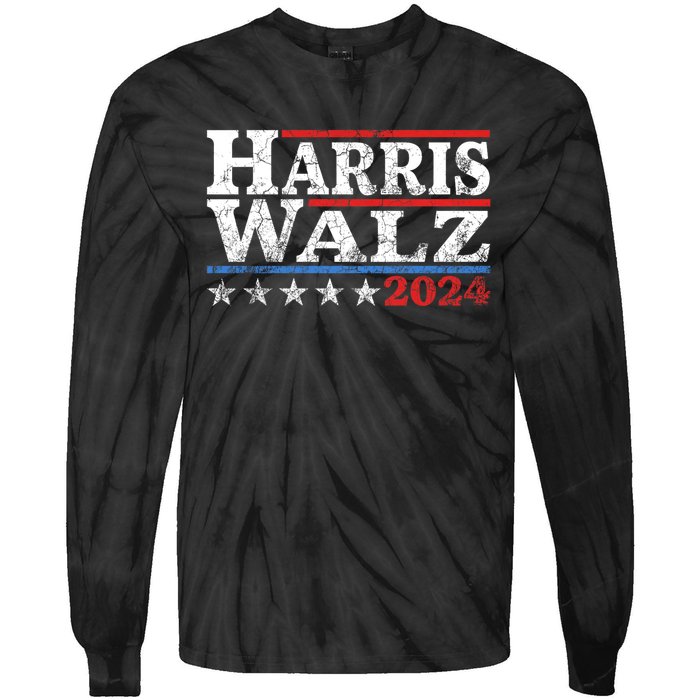 Harris Waltz 2024 Election Kamala Harris Tim Waltz 2024 Tie-Dye Long Sleeve Shirt