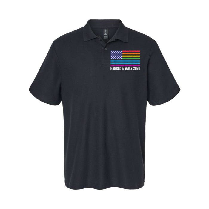 Harris Waltz 2024 Election Kamala Harris Tim Waltz 2024 Patriotic Colors Softstyle Adult Sport Polo