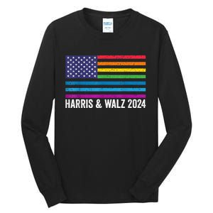 Harris Waltz 2024 Election Kamala Harris Tim Waltz 2024 Patriotic Colors Tall Long Sleeve T-Shirt