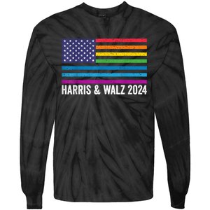 Harris Waltz 2024 Election Kamala Harris Tim Waltz 2024 Patriotic Colors Tie-Dye Long Sleeve Shirt