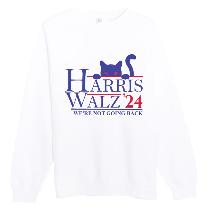 Harris Waltz 2024 WeRe Not Going Back Funny Cat Lady Premium Crewneck Sweatshirt