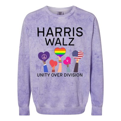 Harris Walz 2024 Unity Over Division Harris Walz 2024 Colorblast Crewneck Sweatshirt