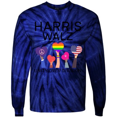 Harris Walz 2024 Unity Over Division Harris Walz 2024 Tie-Dye Long Sleeve Shirt