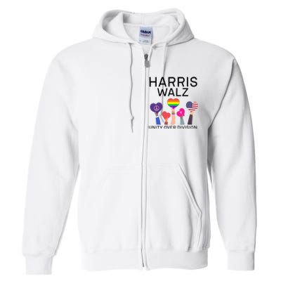 Harris Walz 2024 Unity Over Division Harris Walz 2024 Full Zip Hoodie