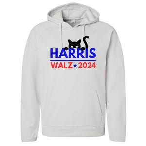 Harris Walz 2024 Funny Cat Election Kamala Harris Tim Waltz Performance Fleece Hoodie