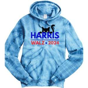 Harris Walz 2024 Funny Cat Election Kamala Harris Tim Waltz Tie Dye Hoodie