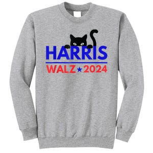 Harris Walz 2024 Funny Cat Election Kamala Harris Tim Waltz Tall Sweatshirt