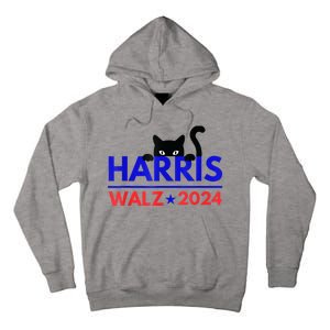 Harris Walz 2024 Funny Cat Election Kamala Harris Tim Waltz Tall Hoodie