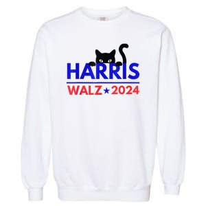 Harris Walz 2024 Funny Cat Election Kamala Harris Tim Waltz Garment-Dyed Sweatshirt