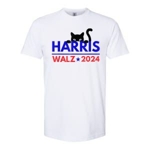 Harris Walz 2024 Funny Cat Election Kamala Harris Tim Waltz Softstyle CVC T-Shirt