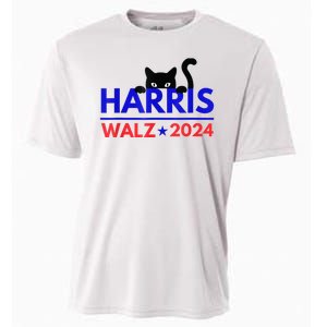 Harris Walz 2024 Funny Cat Election Kamala Harris Tim Waltz Cooling Performance Crew T-Shirt