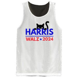 Harris Walz 2024 Funny Cat Election Kamala Harris Tim Waltz Mesh Reversible Basketball Jersey Tank