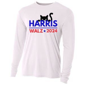 Harris Walz 2024 Funny Cat Election Kamala Harris Tim Waltz Cooling Performance Long Sleeve Crew