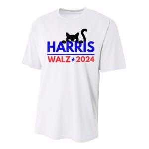 Harris Walz 2024 Funny Cat Election Kamala Harris Tim Waltz Performance Sprint T-Shirt