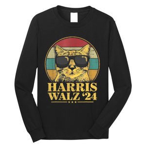 Harris Waltz 2024 Election Cat Lady Kamala Harris Tim Waltz Long Sleeve Shirt