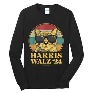 Harris Waltz 2024 Election Cat Lady Kamala Harris Tim Waltz Tall Long Sleeve T-Shirt