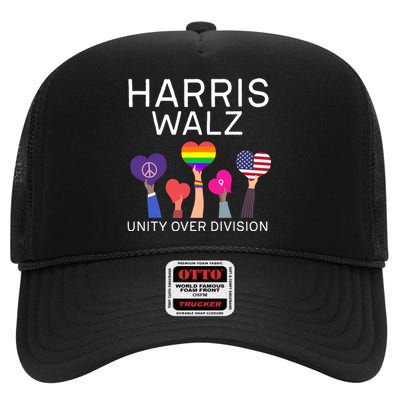 Harris Walz 2024 Unity Over Division Harris Walz 2024 High Crown Mesh Back Trucker Hat