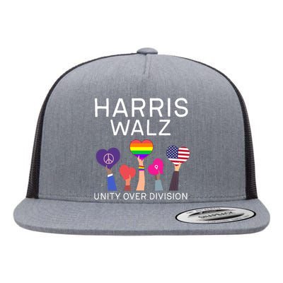 Harris Walz 2024 Unity Over Division Harris Walz 2024 Flat Bill Trucker Hat