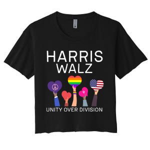 Harris Walz 2024 Unity Over Division Harris Walz 2024 Women's Crop Top Tee