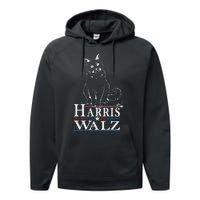 Harris Waltz 2024 Election Funny Cat Kamala Harris Tim Walz Performance Fleece Hoodie