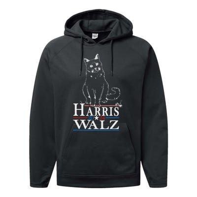 Harris Waltz 2024 Election Funny Cat Kamala Harris Tim Walz Performance Fleece Hoodie